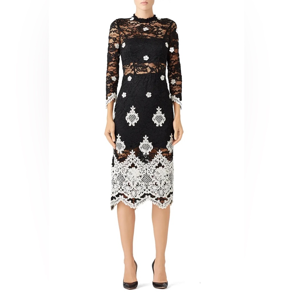 Alexis Helina Black and white floral lace dress
